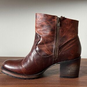 Elegant Brown Leather Ankle Booties